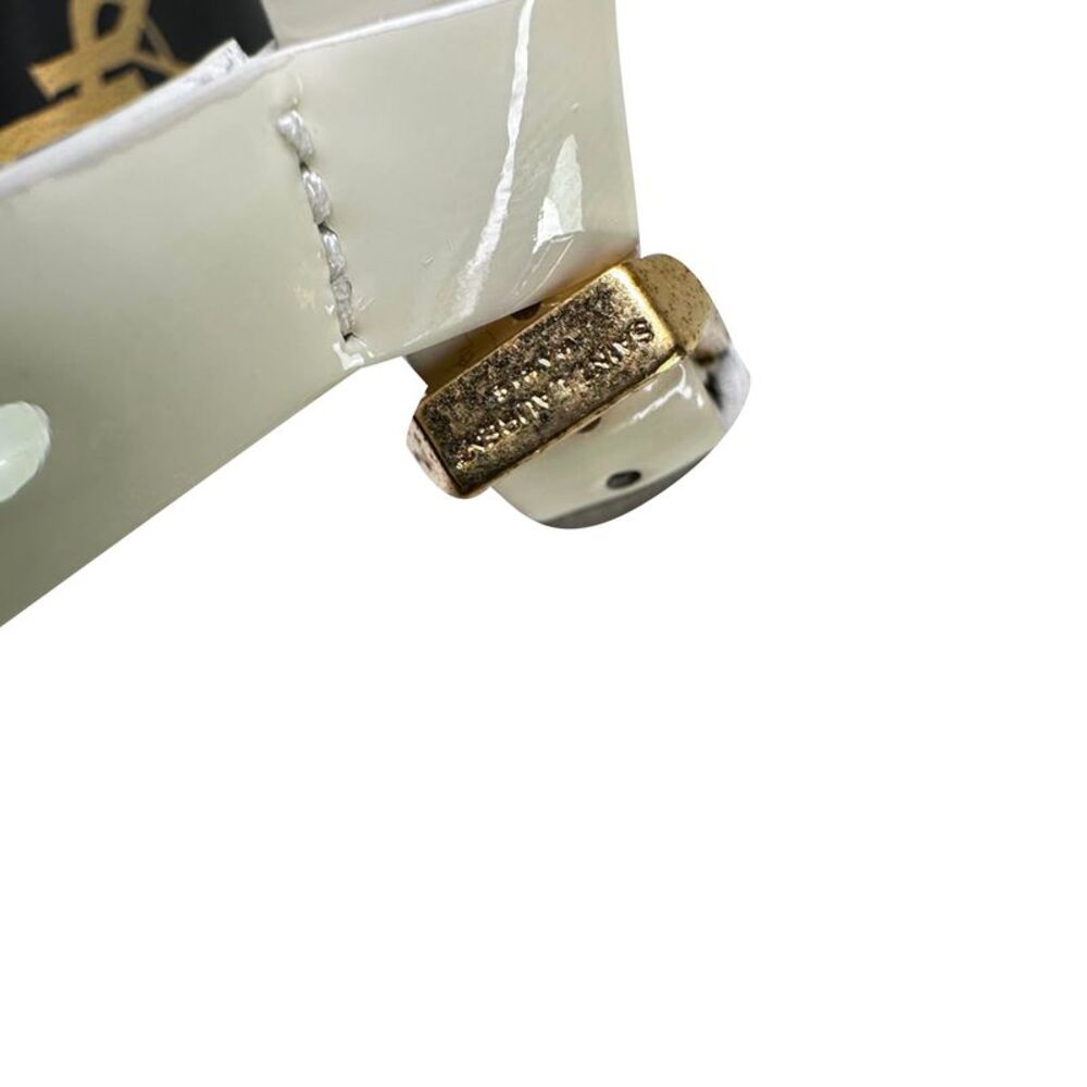 Yves Saint Laurent Tribute Platform Sandals in White Patent Leather - Picture 10 of 12